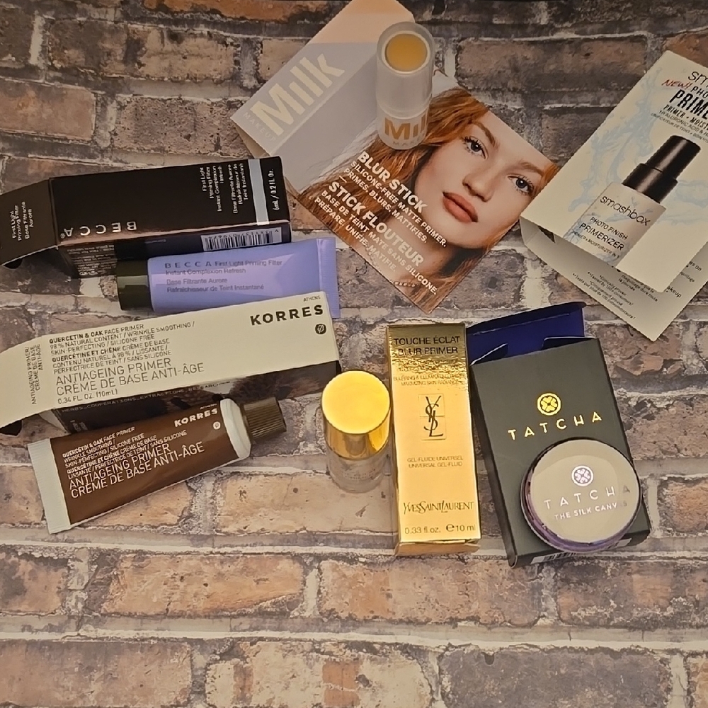 New Prestige Primer BUNDLE Deluxe Samples Tatcha YSL BECCA MILK  Smashbox Korres
